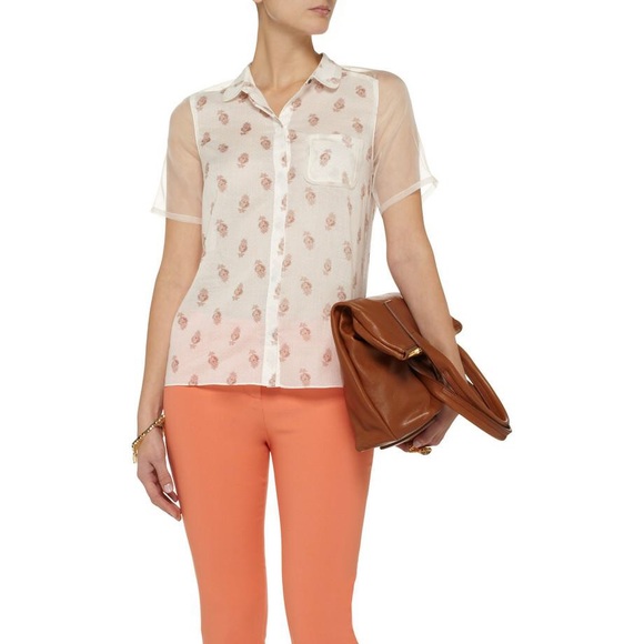 Bombay Georgette Sleeve Peter Pan Collard Silk Top - Picture 5 of 8